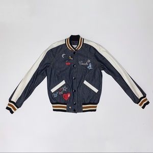 NWOT Coach New York Denim Chalk Varsity Jacket